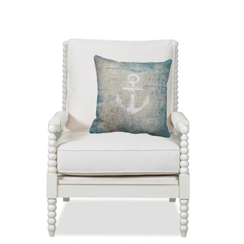 Luxury Home | Nautical Coastal Teal & Beige Gradient Anchor Throw Pillow Cover